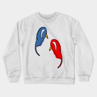 Bird red and blue, small Crewneck Sweatshirt